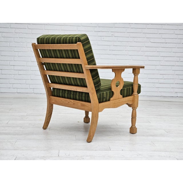 1970s Danish Oak & Wool Armchair, 1970s For Sale - Image 5 of 18