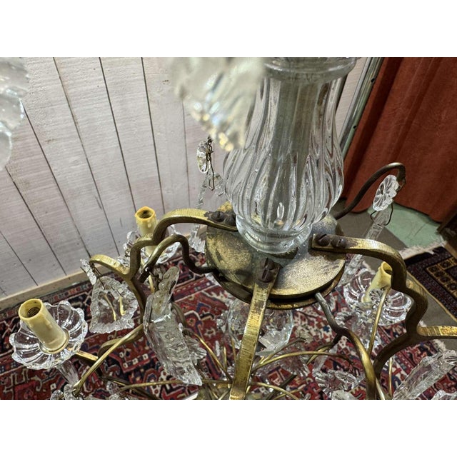 8-Light Bronze Chandeliers with Baccarat Crystal Drops, 1950s, Set of 2 For Sale - Image 10 of 18