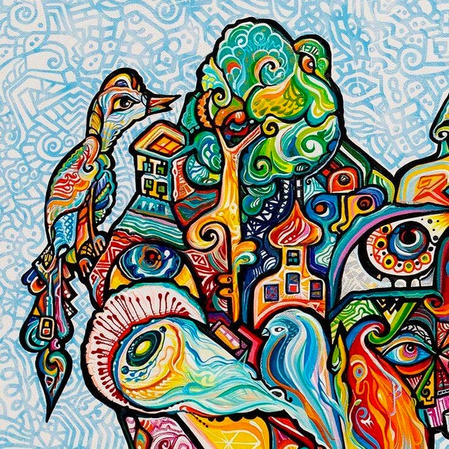 A one of a kind 48" x 24" Figurative Cubist Acrylic Portraiture Painting executed by artist Alexander Arshansky. A...