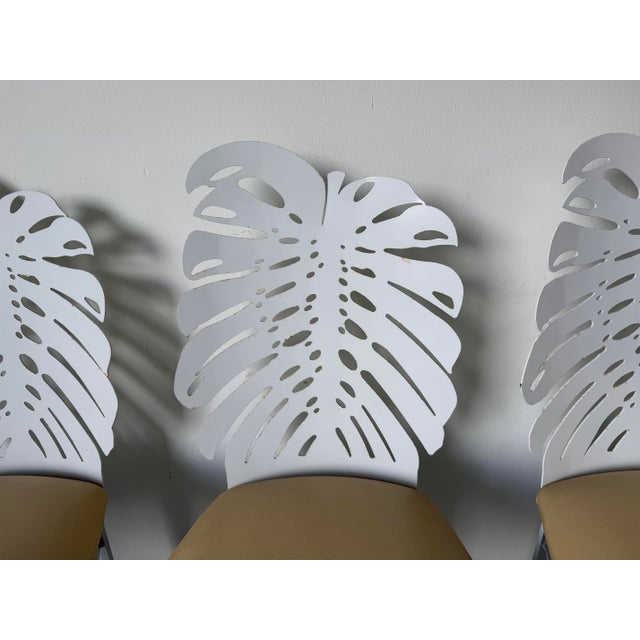 Johnston Casuals Monstera Leaf Back Indoor/Outdoor Metal Dining Chairs – Set of 4 For Sale - Image 9 of 12