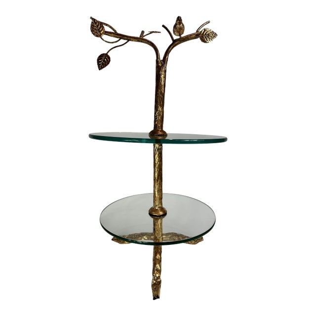 Mid 20th Century Gilt and Glass Stand / Table in the Style of Diego Giacometti For Sale