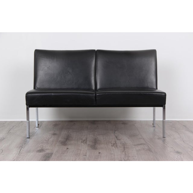 Black Faux Leather and Chrome-Plated Frame Sofa from Wilkhahn, 1970s For Sale - Image 12 of 12