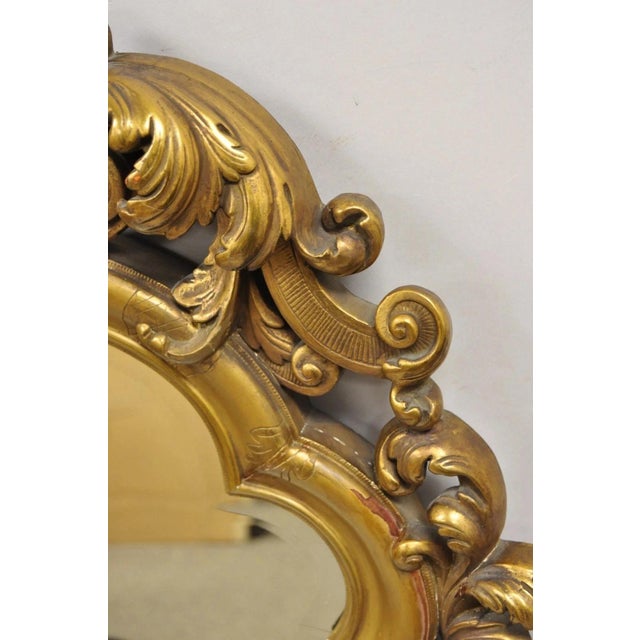 Antique French Rococo Gold Giltwood 65" Harvest Carved Fruit Basket Wall Mirror For Sale - Image 9 of 12