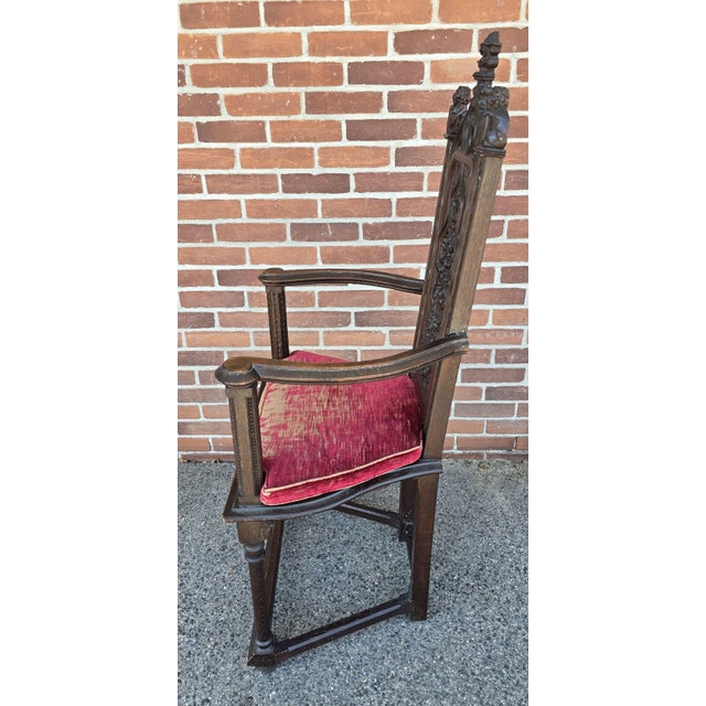 Great Pair of 19th Century Oak Gothic Revival Tall Armchairs C. 1840 For Sale - Image 15 of 18