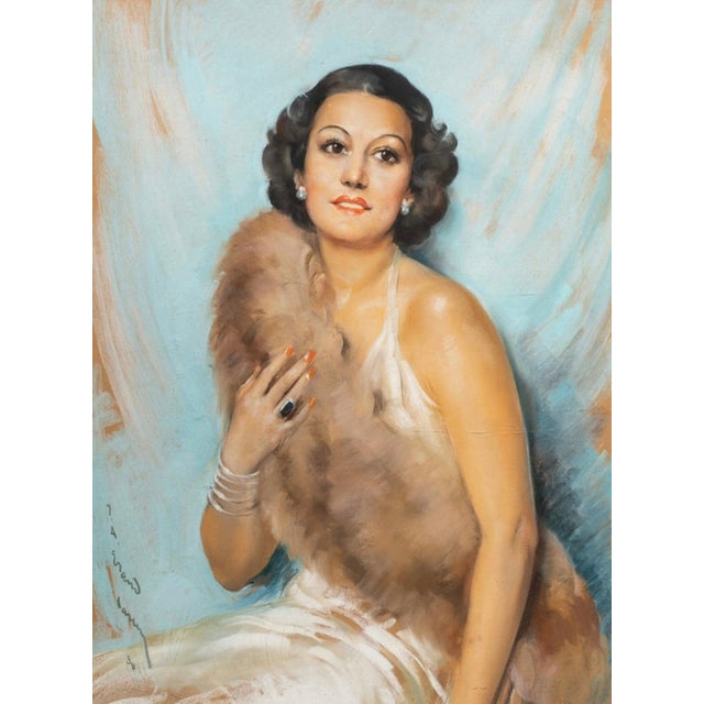 1938 Society Portrait of a Lady by Jean Albert Grand Cateret For Sale - Image 9 of 16