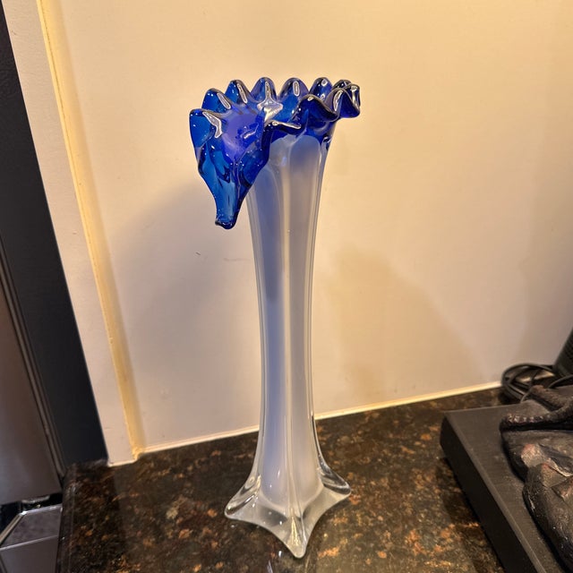 Mid Century Glass Vase With Colbert Blue Jack in the Pulpit For Sale - Image 10 of 10