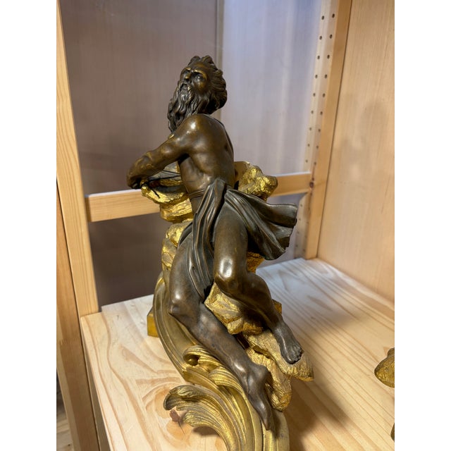 18th C. French Louis XV Gilt and Bronze Chenets Andirons-a Pair For Sale - Image 9 of 11