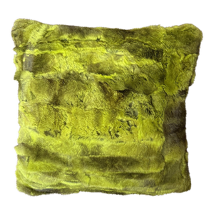 Adrienne Landau Luxe Green Chartreuse Rabbit Fur Barney’s Pillow 18x18