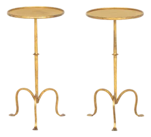 Modern Gilt Wrought Iron Cocktail Tables, Pair