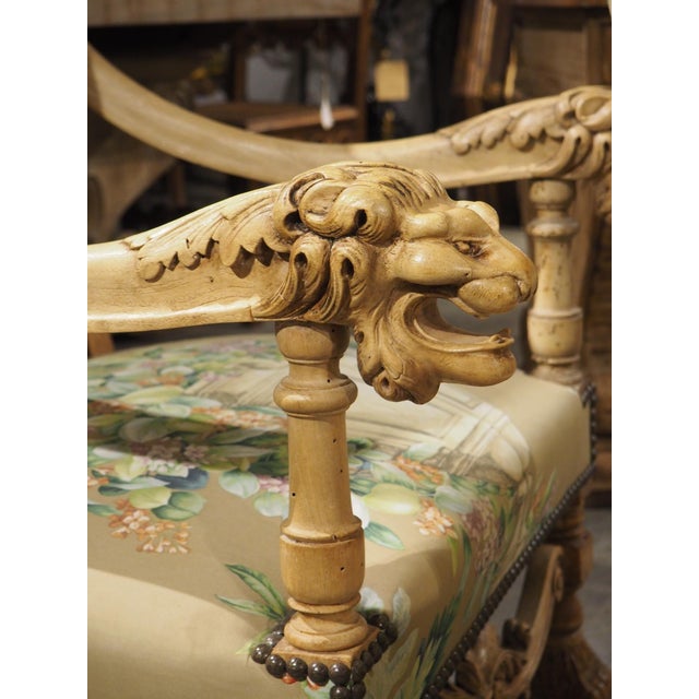 Pair of French Louis XIV Style Bleached Walnut and Floral Armchairs, Circa 1870 For Sale - Image 12 of 18
