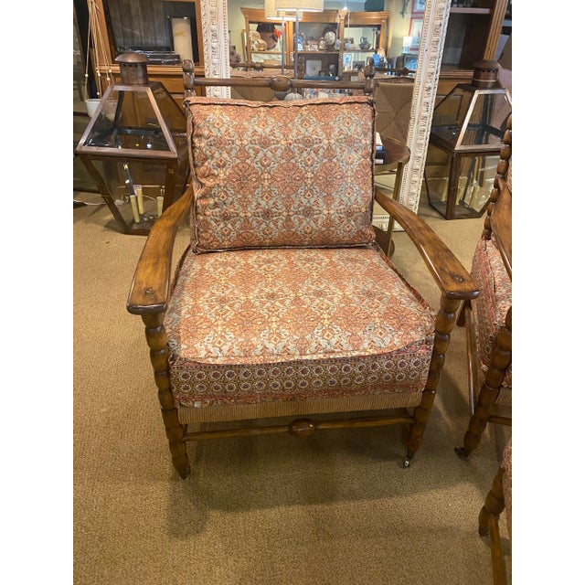 English Rural Style Lounge Chairs & Ottoman For Sale - Image 4 of 10