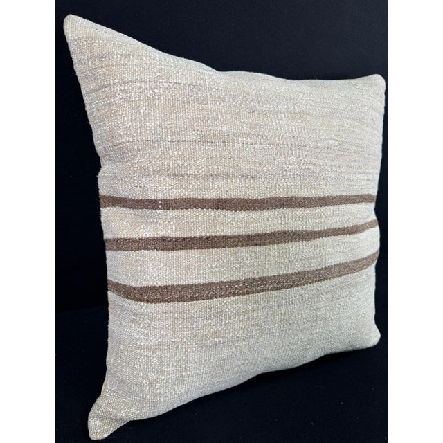 Contemporary Turkish Hemp Pillow Cushion Natural Beige Brown Pillow Cushion Cover 24"x24" For Sale - Image 3 of 4