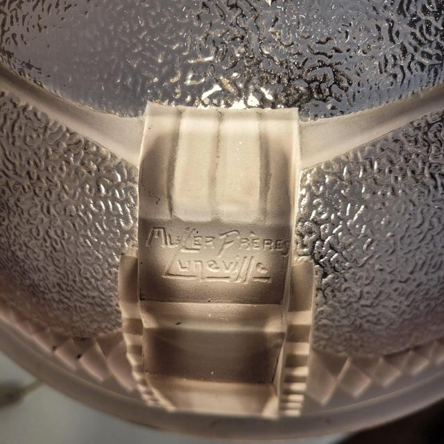 Art Deco Table Lamp in Bronze and Bent Glass from Muller Fréres, Luneville, France, 1930s For Sale - Image 9 of 18