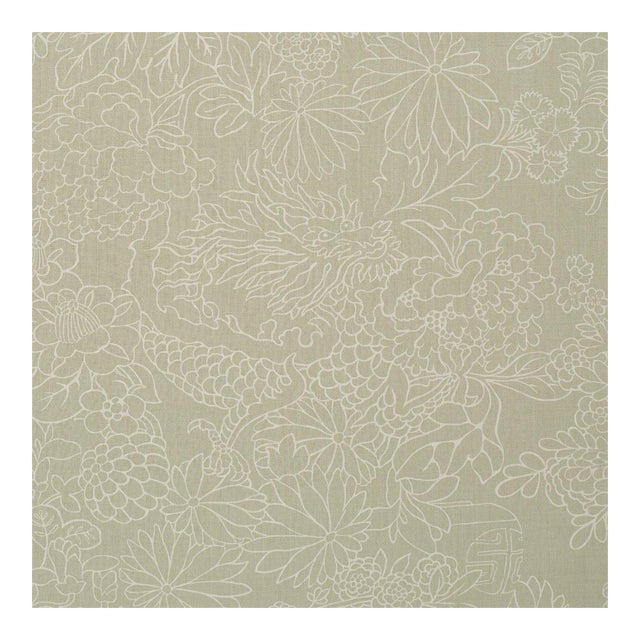 Sample - Schumacher Chiang Mai Dragon Silhouette Fabric In Almond Dust For Sale