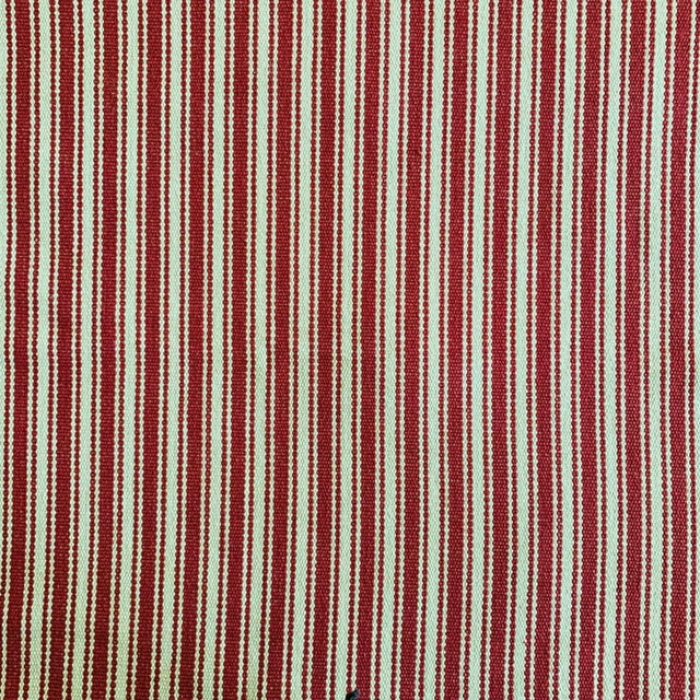 Traditional Designer P Kaufmann Pk Lifestyles Cream & Rusty Red Frontier Cardinal Ticking Stripe Fabric Sample For Sale - Image 3 of 4