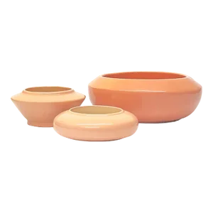 Vintage Mid Century Modern Peach Orange Planters - Group of 3