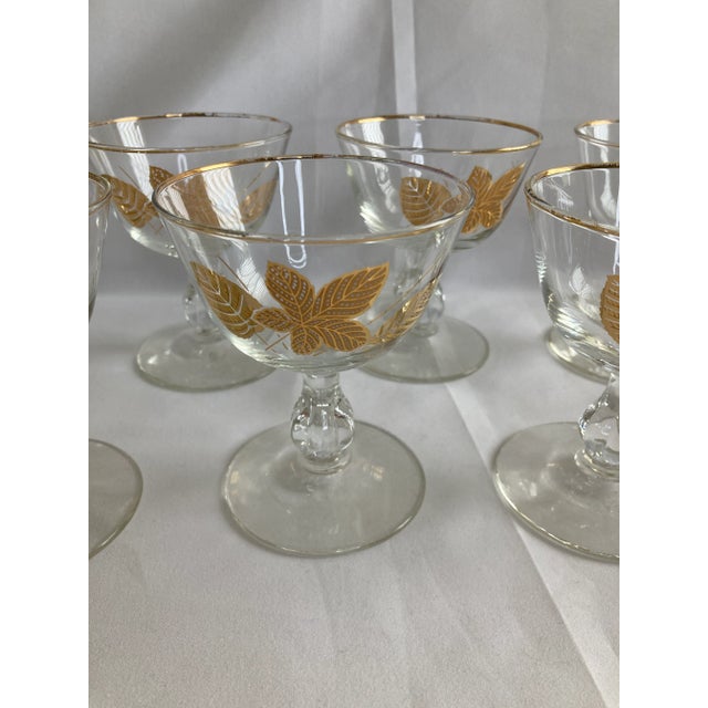 Mid-Century Modern Vintage Golden Leaves Glasses, Set of 8 For Sale - Image 3 of 10