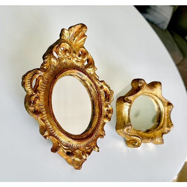 Mid-Century Italian Giltwood Florentia Accent Mirrors - A Pair For Sale - Image 16 of 16