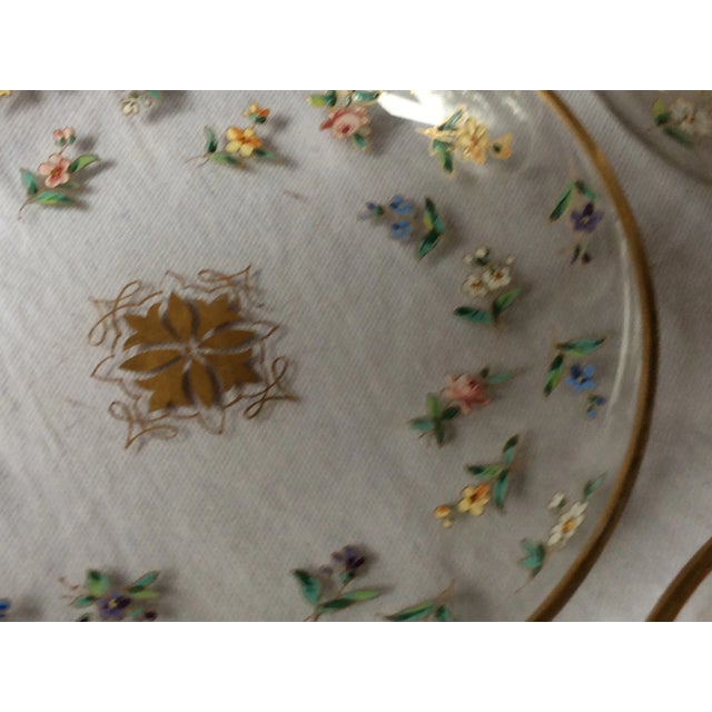 Glass Hand-Painted Glass Bowls With Liners- 4 Pieces For Sale - Image 7 of 12