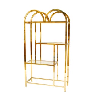 Hollywood Regency Brass Arched Etagere For Sale