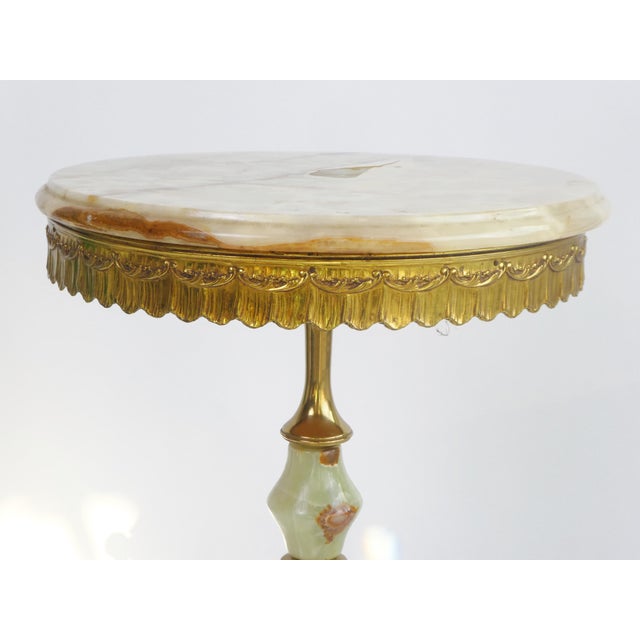 Vintage Marble Tripod Table with Brass Legs, 1960s For Sale - Image 4 of 8