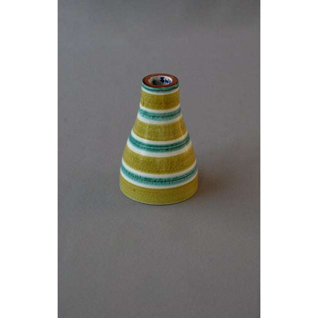 Gustavsberg Hand Painted Candlestick by Stig Lindberg for Gustavsberg, Sweden, 1950s For Sale - Image 4 of 9