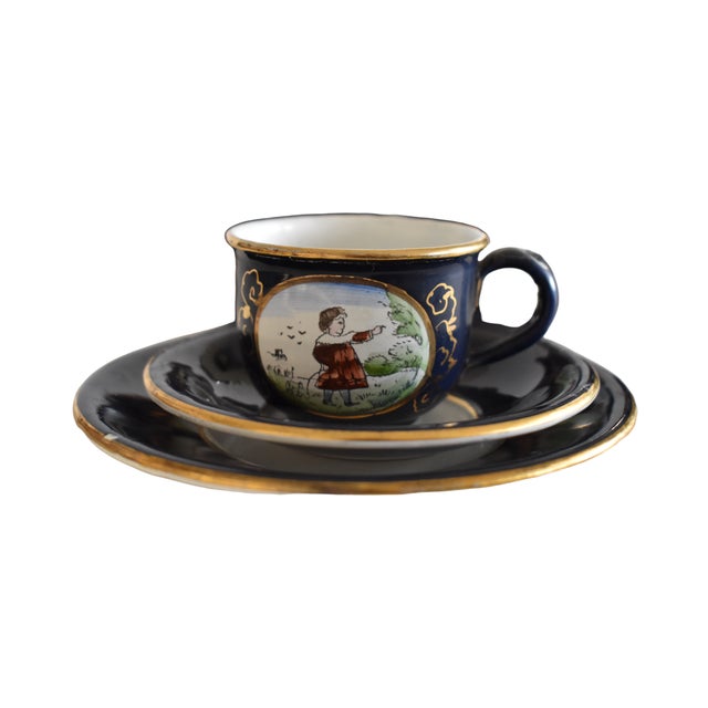 Blue Antique German Enamel Child's Tea Set For Sale - Image 8 of 13
