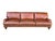 English 1970s English Traditional Light Brown Leather Sofa With Nail Head Trim & Carved 6-Leg Base For Sale - Image 3 of 16