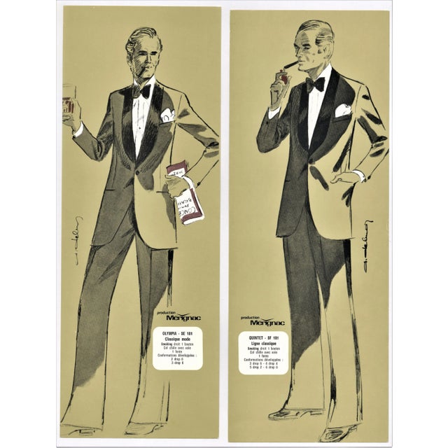 1970s Men's Formal Wear (Tuxedo) Fashion Designs - a Pair For Sale - Image 4 of 4