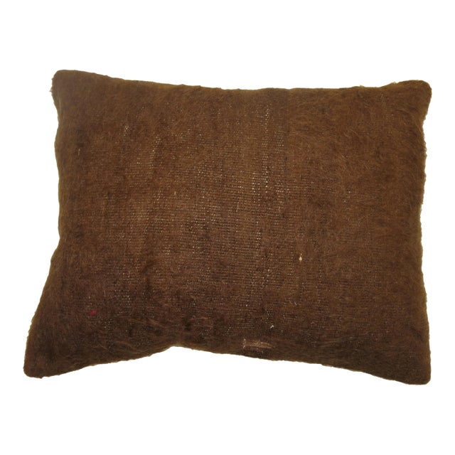 Brown Turkish Mohair Lumbar Rug Pillow For Sale