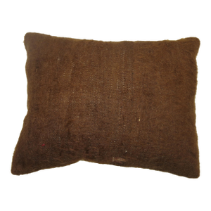 Brown Turkish Mohair Lumbar Rug Pillow