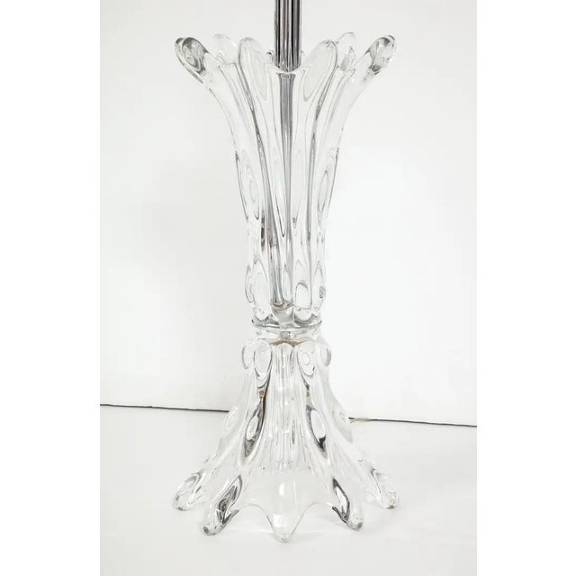 A large-scale, dramatic clear Murano glass table lamp. Perfect as a statement piece in a front entrance! It's sculptural...