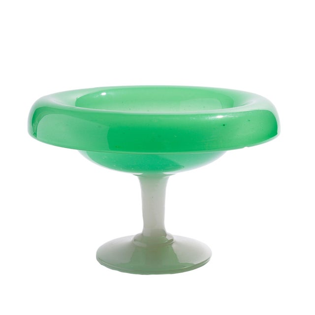 American Steuben Studio Jade & Alabaster Opaline Compote, C. 1920 For Sale - Image 3 of 6