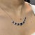 7.3ct Emerald-Cut Blue Sapphire Diamond Halo Station Necklace in 14k White Gold For Sale In New York - Image 6 of 18