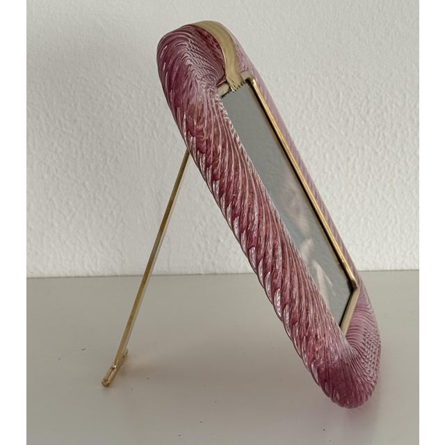 1990s Italian Murano Twist Glass Picture Frame in Pink from Barovier & Toso, 1990s For Sale - Image 5 of 12