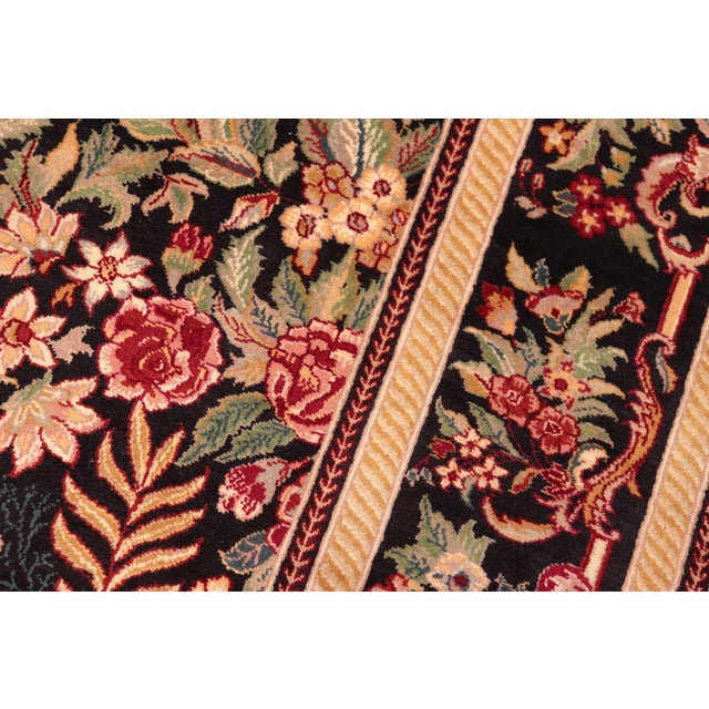 1990s Shabby Chic Floral 1990's Pak-Persian Black/Red Wool Rug - 6'2'' X 9'5'' For Sale - Image 5 of 9