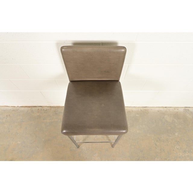 Early 21st Century Steelcase Coalesse Modern Leather and Chrome Bar Stool For Sale - Image 5 of 12