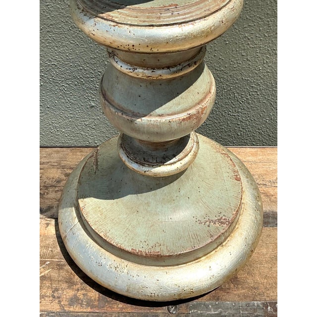 Wood Vintage Distressed Wood Table Lamp For Sale - Image 7 of 16
