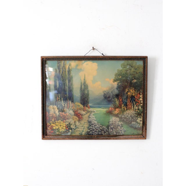 Antique Framed Print "English Garden" by R. Atkinson Fox For Sale - Image 9 of 14