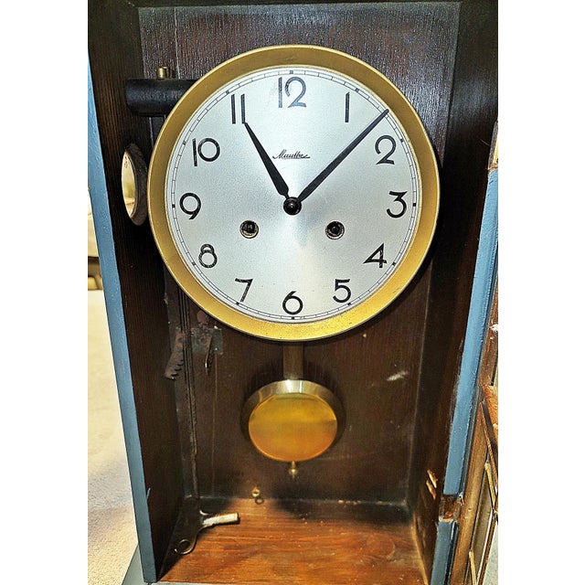 Antique German Wall Clock by Mauthe For Sale In West Palm - Image 6 of 8