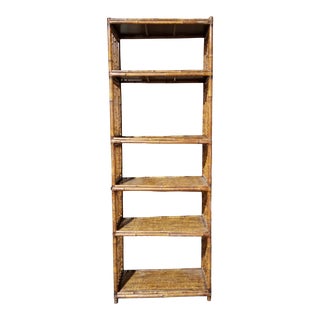 Mid-Century Bamboo and Split Reed Etagere Bookcase For Sale