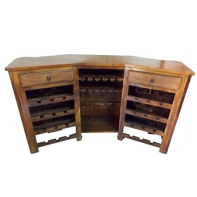 1990s 1990s Spanish Colonial Style Wood Bar W/ Iron Strapwork & Carved Columns For Sale - Image 5 of 12