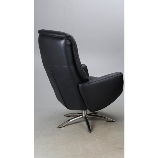 Vintage Black Leather Chair with Chrome X-Frame Base, 1980s For Sale - Image 4 of 6