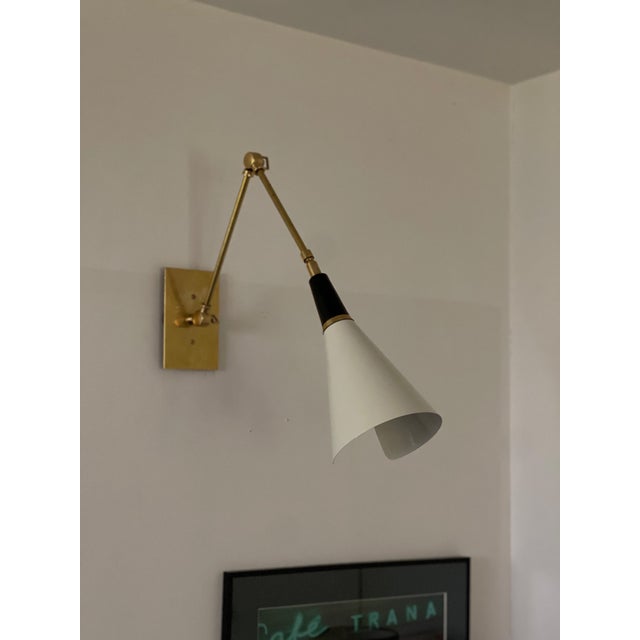 White Wall Lamps in the style of Stilnovo, Set of 2 For Sale - Image 4 of 11