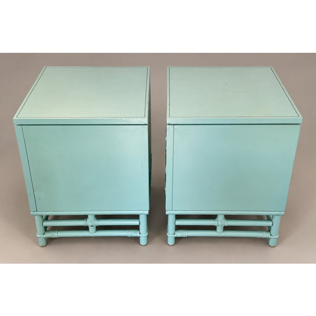 Vintage Ficks Reed Style Kaplan & Fox Faux Bamboo Nightstands or Side Tables - A Pair For Sale In Naples, FL - Image 6 of 10