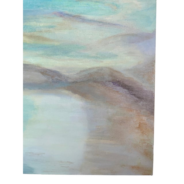 Coastal Contemporary Dreamscape – Large Abstract Seascape Painting in Cerulean Blue & Aqua Tones for Modern Interiors For Sale - Image 9 of 13