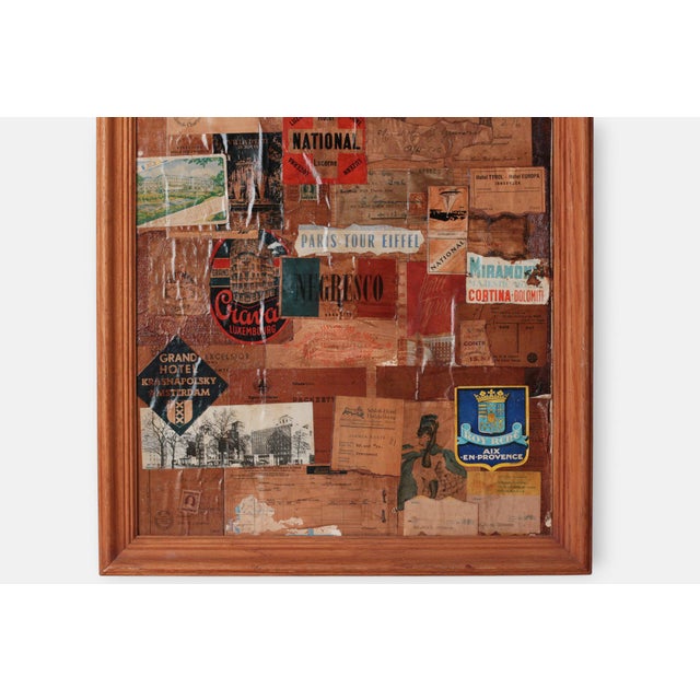 Mid-Century Framed European Grand Tour Hotel Label Collage For Sale - Image 4 of 17
