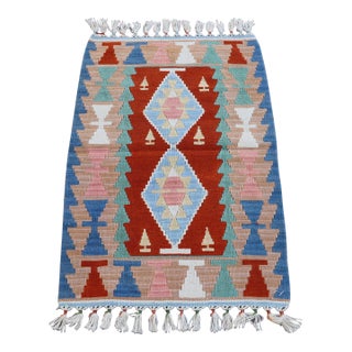 1990s Scandinavian Blue Cappadocia Kilim Rug For Sale