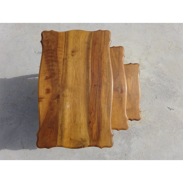 Wood Louis XV Walnut Nesting Tables, 1970s, Set of 3 For Sale - Image 7 of 18