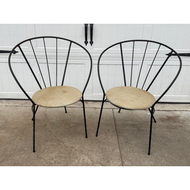 Mid-Century Modern Pair of Mid-Century Modern Wrought-Iron Hoop Chairs For Sale - Image 3 of 7